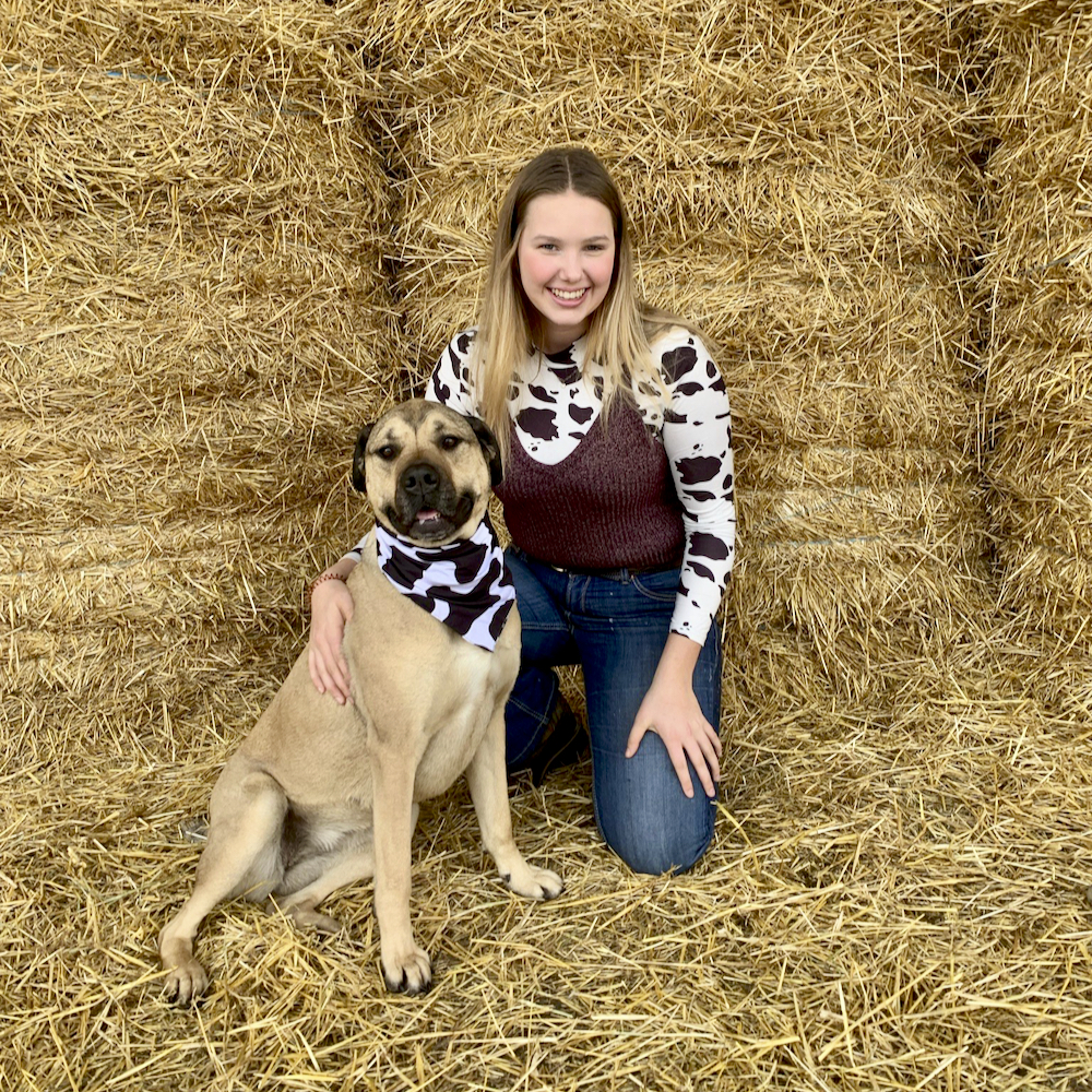 There are many factors at play when it comes to sustainability but at the end of the day, agriculture resources should be used “for the greatest good, for the greatest number and for the longest time,” says Jenaya Roseboom (pictured with Molly), the senior winner of this year’s Alberta Young Speakers for Agriculture competition.