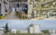 Three examples of how ag-processing is taking root in Alberta: The largest hemp fibre processing plant in the world is up and running in Bruderheim (top left), a relatively new pulse processor in Calgary is already expanding (top right), and construction of a massive new pea processing facility in Strathmore is set to begin in the new year (bottom).