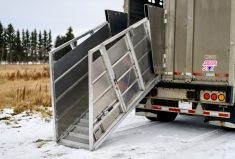 The Cowgo Loading System can be set up by one person in less than a minute, says its manufacturer, Alberta company Opend Range Ltd.