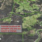 The blocks of green squares in this Google Earth satellite overlay represent the irrigation areas identified in the preliminary feasibility study. Although it could be scaled back, these four outlined blocks cover 108,000 acres of already cultivated land.
