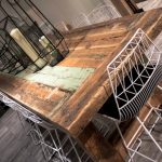 This table, built for a Calgary yoga studio by Salvage Solutions, is made from timbers from the interior of the Alberta Wheat Pool elevator in Pincher Creek.