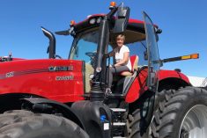 The minister is on the case: federal Agriculture Minister Marie-Claude Bibeau checks out the cab of a new Case IH Magnum tractor during her visit to the Ag in Motion show on July 20, 2022. (Greg Berg photo)
