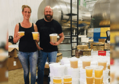 A ban on bee replacements from the U.S. needs to be reviewed because of
severe overwintering losses here, says Alberta Beekeepers Commission
vice-president Lorne Prins, pictured with wife Alida at their operation near
Lacombe.