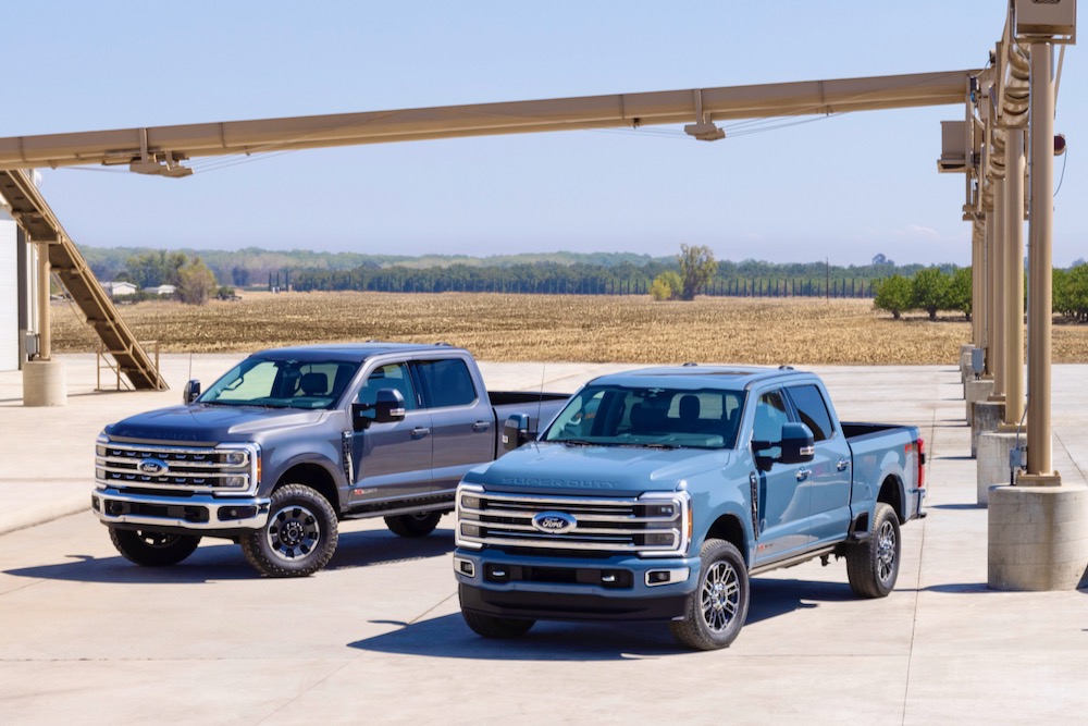 Preproduction 2023 models of Ford’s F-series Super Duty pickup trucks. (Ford.com)
