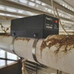 The FeedFlo sensor in a hog barn setting.