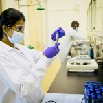 Thilini Dissanayake working in the lab.