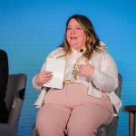 Brenna Mahoney, general manager of Keystone Agriculture Producers, speaks during a panel discussion at the Agriculture Enlightened conference in Winnipeg on Oct. 26. (Geralyn Wichers photo)