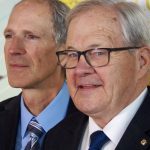 Canadian Agriculture and Agrifood Minister, Lawrence McCauley (right) and CCC vice president, crop production and innovation, Curtis Rempel at the funding announcement at the Bruce D. Campbell Farm and Food Discovery Centre at Glenlea, Man.
Photo: Don Norman