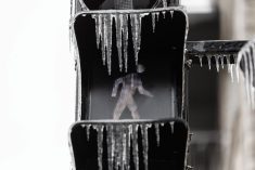A file photo of the aftermath of freezing rain in Montreal on April 6. (David Himbert photo/Hans Lucas via Reuters Connect)
