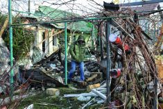 A man is seen outside the house damaged by Russian shelling, Odesa Region, southern Ukraine. (Photo by Nina Liashonok/Ukrinform/Sipa USA)