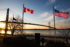 File photo of a view near the Canadian end of the Ambassador Bridge, which connects Windsor and Detroit and is considered one of North America&#8217;s busiest trade routes. (Steven_Kriemadis/iStock/Getty Images)
