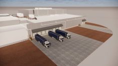 A rendering of the under-construction JBS distribution centre in Newell.