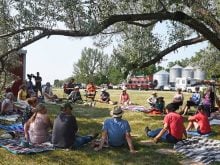 Treaty land sharing: Farmers and Indigenous communities gather to discuss their common connections to land. Photo: Bill DeKay
