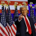 Republican presidential nominee and former U.S. President Donald Trump takes the stage to address supporters at his rally, at the Palm Beach County Convention Center in West Palm Beach, Florida, U.S., November 6, 2024.
