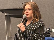 Farm management consultant Karlene Yakemchuk outlines the steps producers should take before hiring someone to prepare their grant applications. The presentation was part of Farming Forward, a Farmfair International event focused on young farmers. 