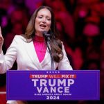 FILE PHOTO: Brooke Rollins, President and CEO of the America First Policy Institute speaks during a rally for Republican presidential nominee and former U.S. President Donald Trump at Madison Square Garden, in New York, U.S., October 27, 2024. REUTERS/Andrew Kelly/File Photo