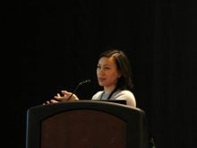 Michelle Carkner from the University of Manitoba speaks at Advancing Organics 2025 in Saskatoon, Sask.