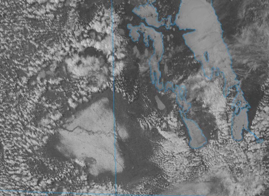 This visible satellite image, taken on April 24 around 3pm covers most of southern and central Saskatchewan and Manitoba. It clearly shows the area of snow that fell earlier in the week across southeastern Saskatchewan. It also demonstrates how the cold air over top of the snowy region and the ice covered lakes inhibits cloud formation. 