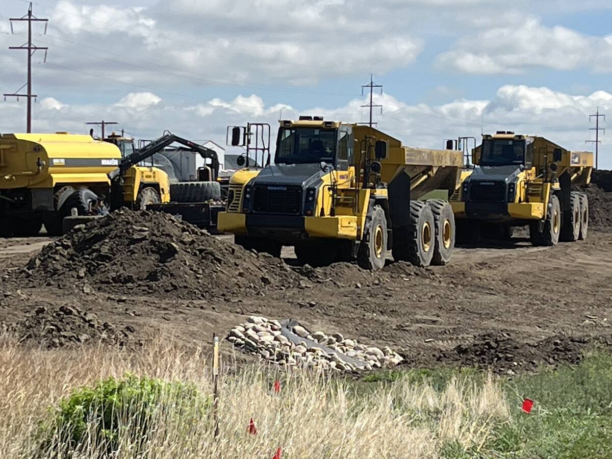 Construction is in full swing for the twinning of Highway 3 between Taber and Burdett in Alberta, with completion expected in the summer of 2026. The new four-lane highway will be a huge benefit to the agriculture industry, both economically and for traffic safety with huge trucks hauling product to market and machinery getting where it needs to go. Photo: Greg Price