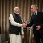 Indian Prime Minister Narendra Modi shakes hands with Canadian Prime Minister Mark Carney as they hold a bilateral meeting during the G7 Leader’s Summit in Kananaskis, Alberta, Canada June 17, 2025. Photo: Reuters/Amber Bracken