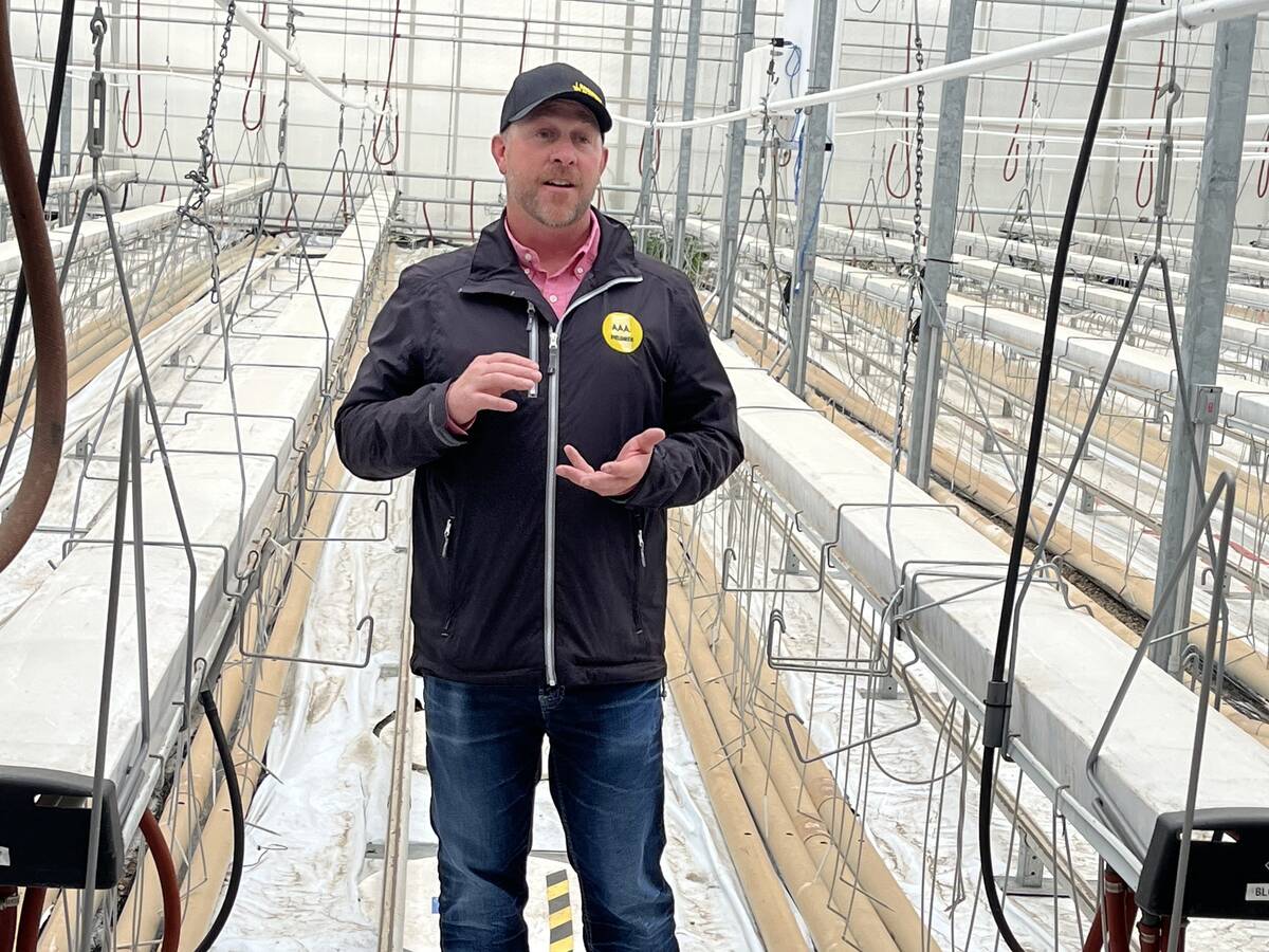 Todd Green, director of agricultural services for the County of Newell, conducts a tour.