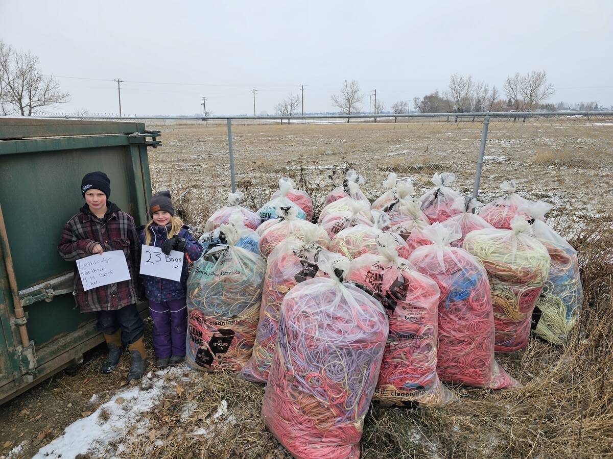 The Lethbridge Northern 4-H Beef Club won the Early bird 4-H Beef Club prize of $3,000 in the Great Twine Round-up, a contest to encourage people to collect more twine. The Lethbridge Northern 4-H Beef Club collected 23 bags of used twine.
