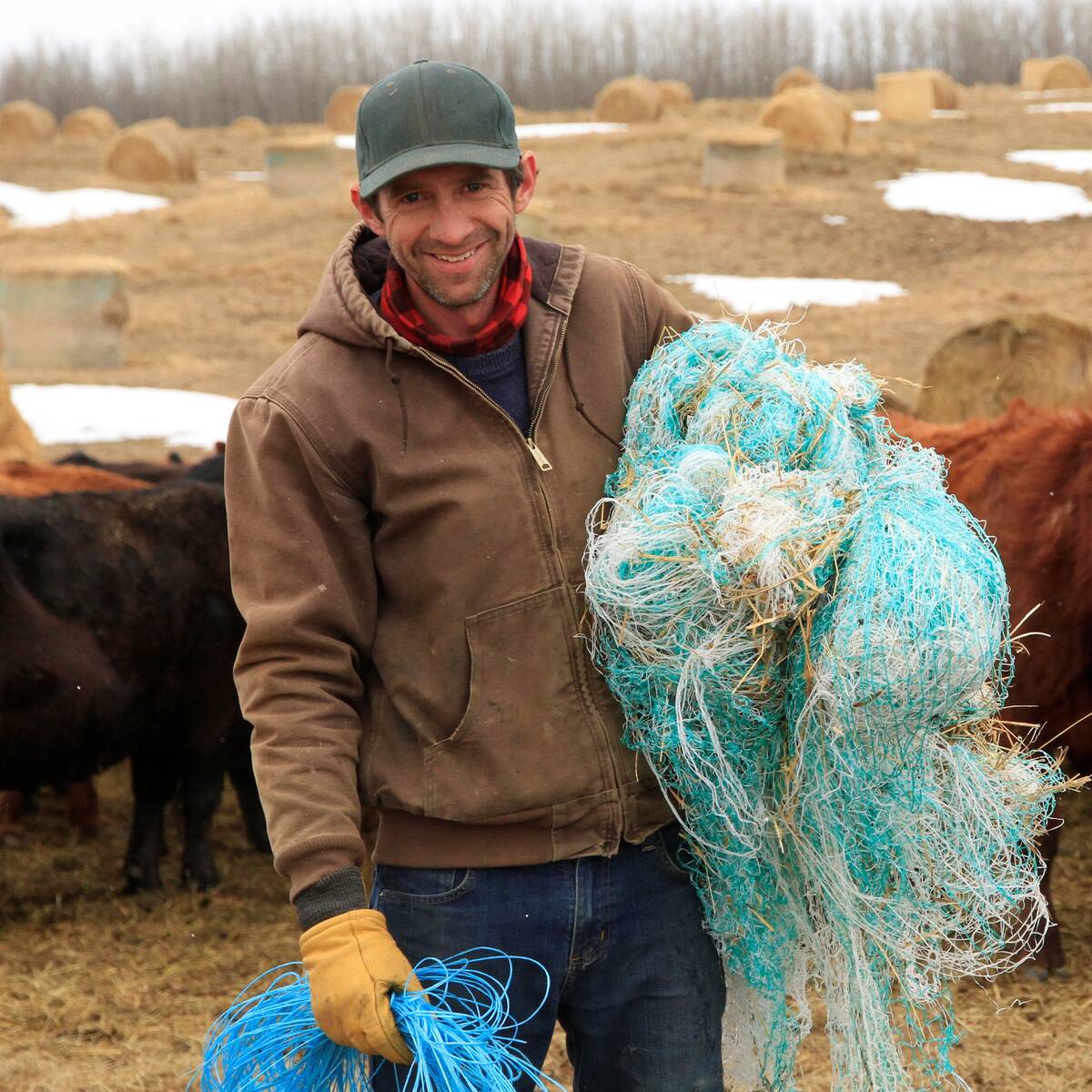 Assar Grinde is a cow/calf producer and the chair of the Agricultural Plastics Recycling Group. He is a longtime recycler of bale twine, and said that the best way to get into the habit is to make it easy for yourself. Photo Credit: Supplied
