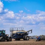 A seeder getting ready to go to work in a Rowland Farms field in southern Alberta. Photo: Sonia Third
