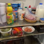 Food in a refrigerator.