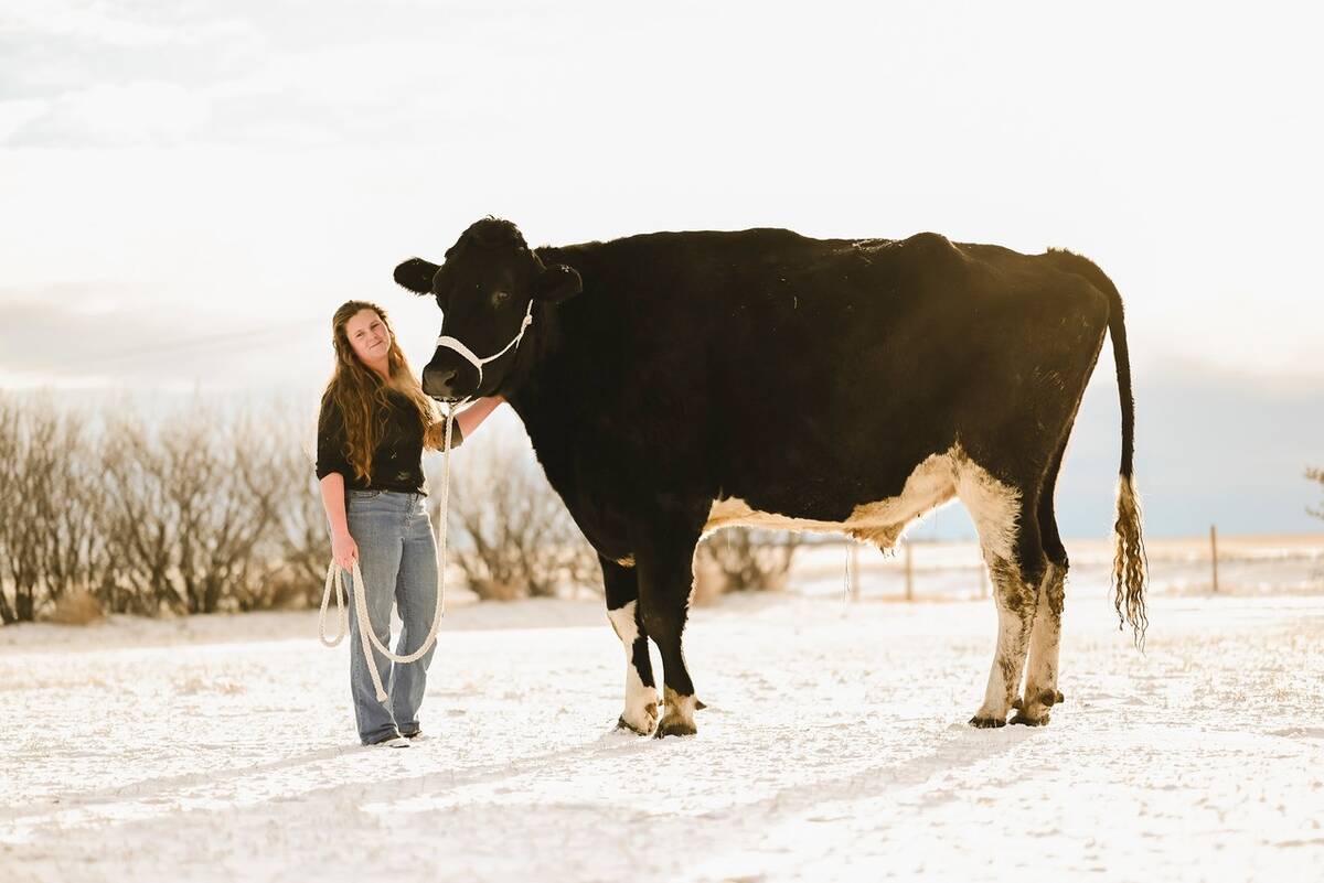 Jasmine Entz with her steer, Beef, who holds the Guinness Book of World Records title of tallest steer. Photo: Submitted