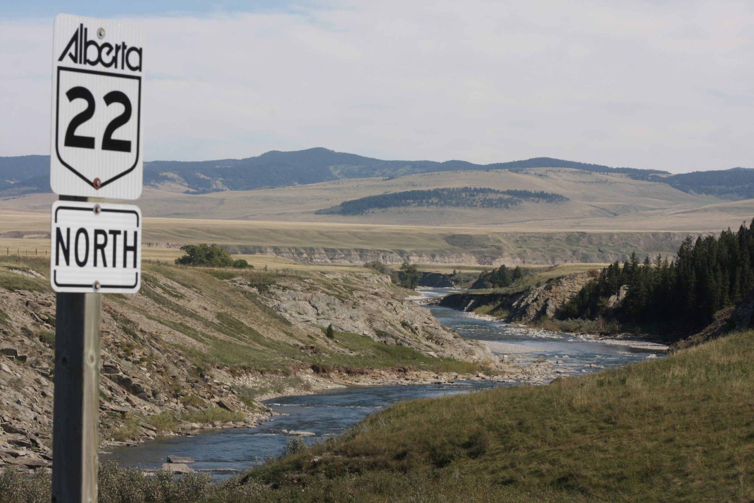 Highway 22, also known as the Cowboy Trail, cuts through the Waldron ranch, as does the Oldman River north of Lundbreck, Alta. The ranch is sandwiched between the eastern slopes of the Rocky Mountains and the Porcupine Hills, shown here in the background.