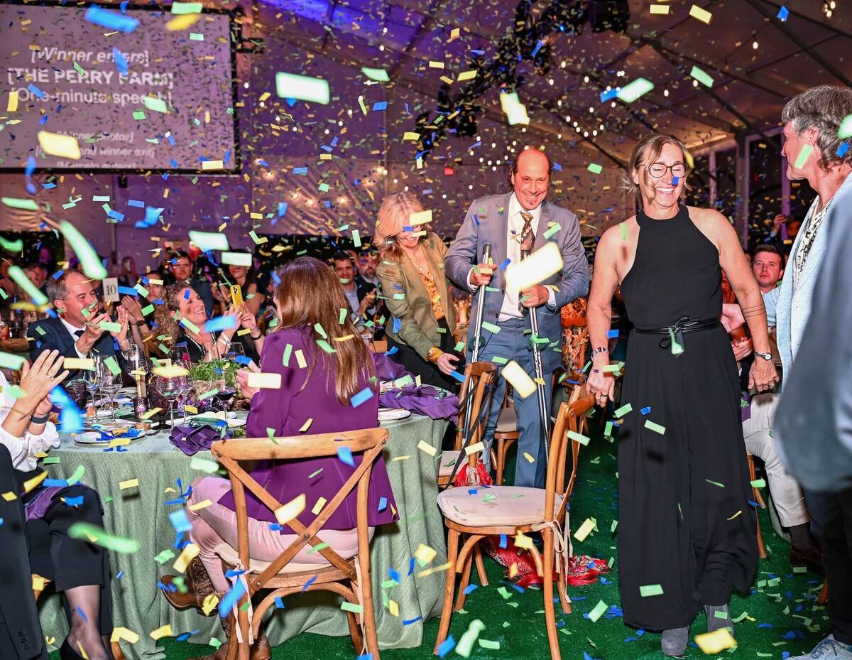 Confetti was in the air as the Perry family got ready to take the stage after winning Farmer of the Year at the PepsiCo Global Farmer Awards. Photo: MD of Taber social media