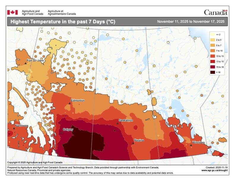 Weekly weather map as JPEG, Nov 19 2025.