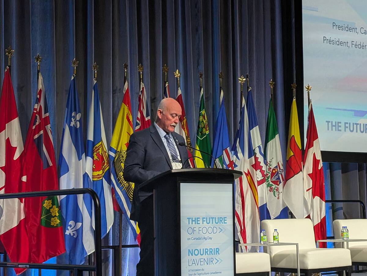 Keith Currie speaks at the Future of Food conference in Ottawa. Photo: Jonah Grignon
