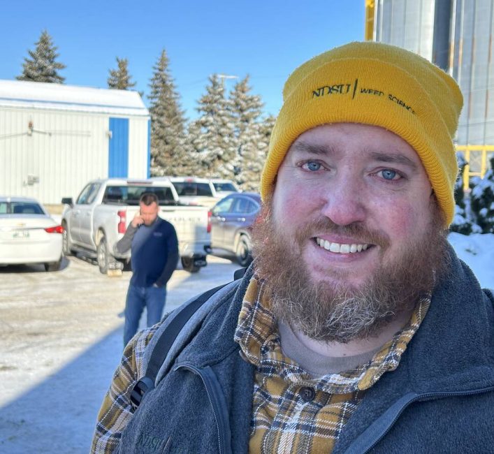 Joe Ikley, a weed scientist at North Dakota State University in Fargo, says farmers in his state are reporting kochia 'escapes' - where glufosinate fails to kill several kochia plants in a field | Robert Arnason photo