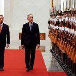 Prime Minister Mark Carney and China's Premier Li Qiang review an honour guard in Beijing on Jan. 15, 2026. Agreements to improve trade in Canadian canola, beef and pulses have followed from Carney's meetings in China. Photo: Reuters/Carlos Osorio