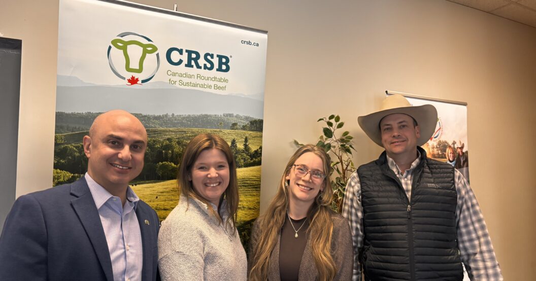 (left to right): Sam Hamam (McDonald’s Canada), Kristine Tapley (Cargill), Laura Buss (CRSB youth councillor), Ryan Beierbach (CRSB chair). Photo: CRSB
