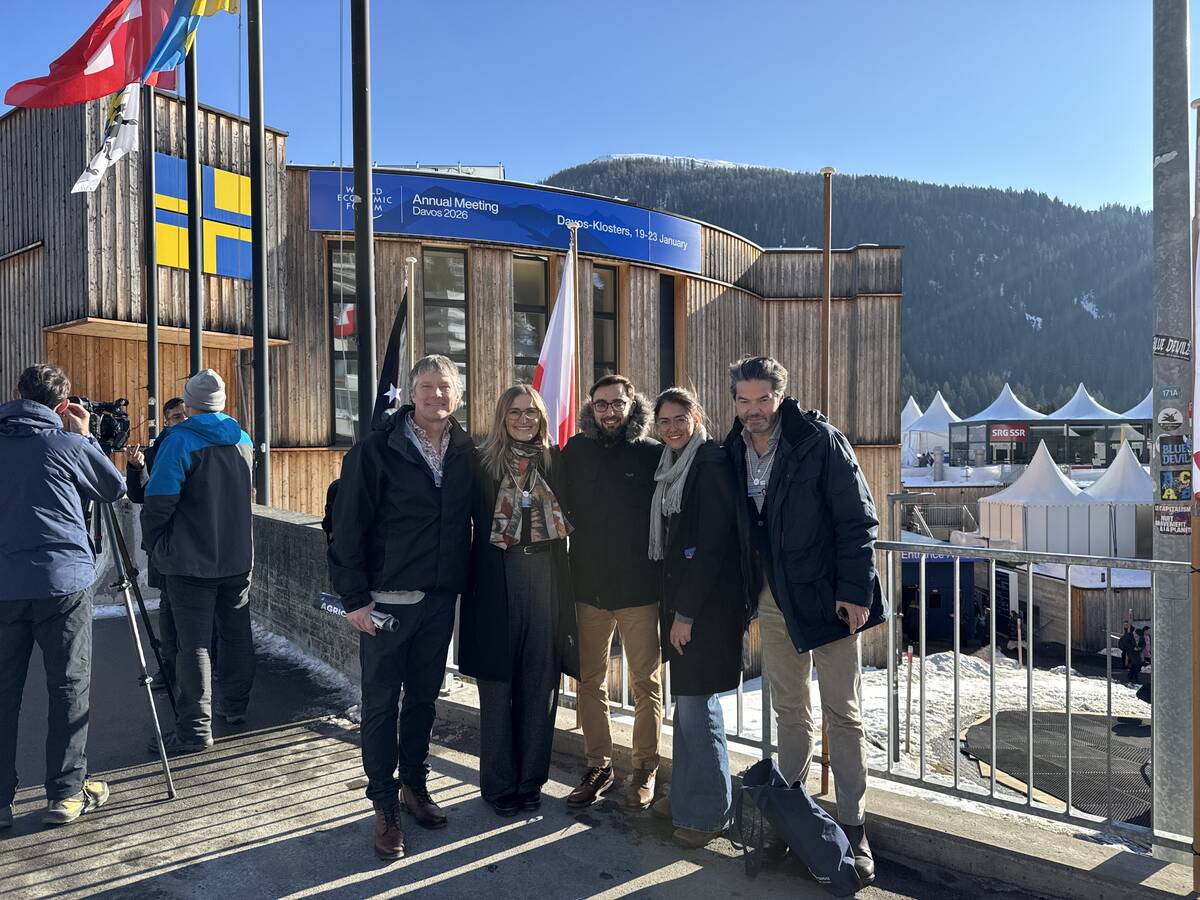 Apart from his speaking engagements at the World Economic Forum, Chris Perry (far left) was also able to take in all the beauty that Switzerland had to offer with family, including getting in some skiing. Photo: Perry Family Farms
