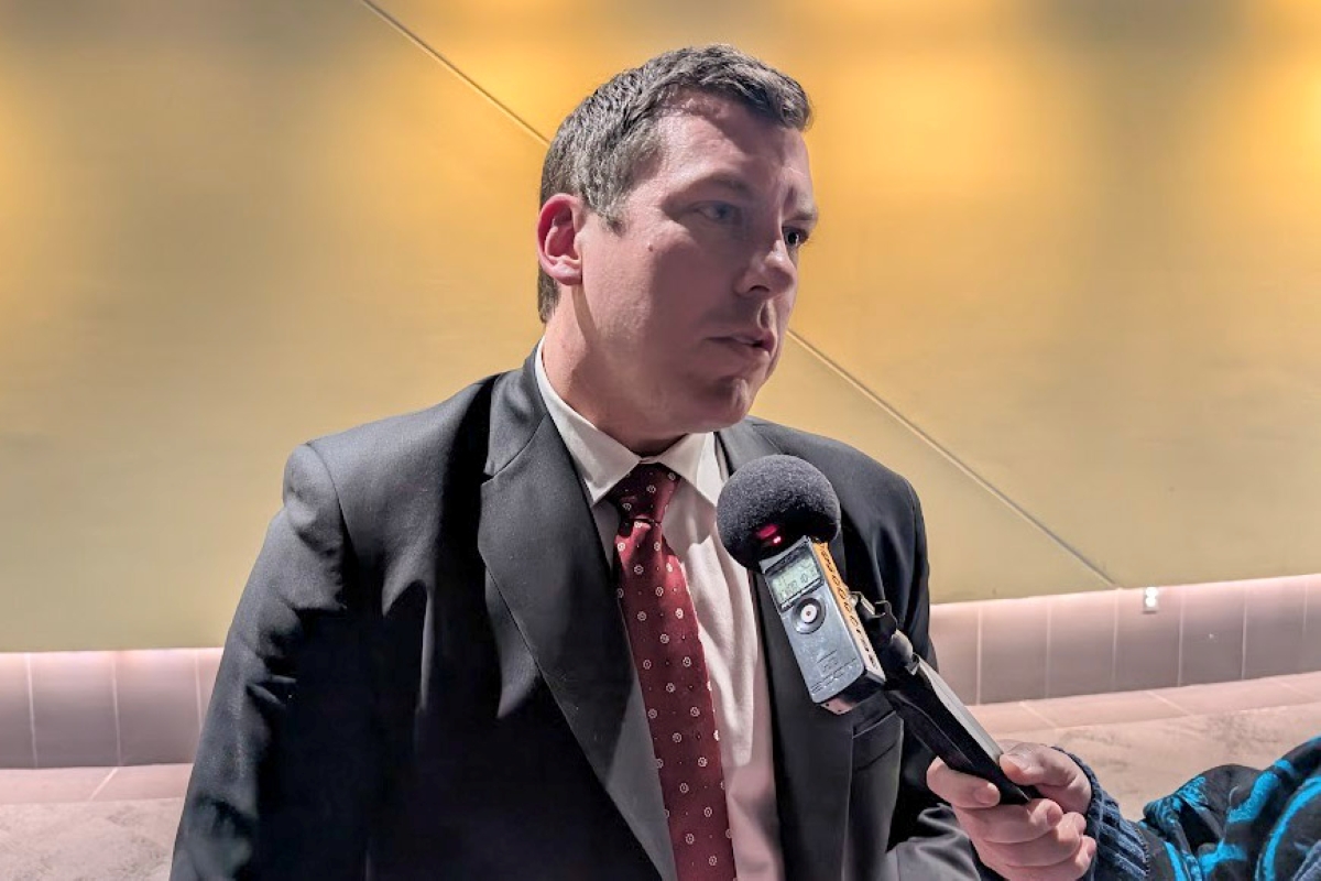 MP Kody Blois speaks with reporters following an appearance before the 2026 Future of Food conference in Ottawa Feb. 9. Photo: Jonah Grignon

