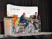 MP Kody Blois speaks with Kim McConnell at a fireside chat ahead of the 2026 Future of Food Conference in Ottawa Feb. 9. Photo by Jonah Grignon
