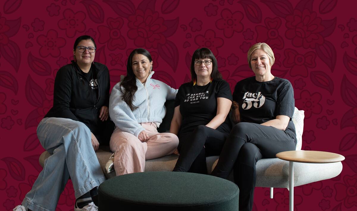 Founders and CEOs, Mallory Yawnghe, Indigenous Box; Shani Gwin, pipikwan pêhtâkwan and wâsikan kisewâtisiwin; Felicia Dewar, miskamâsowin and Vanessa Marshall, Jack 59. These four women have launched a new podcast called 